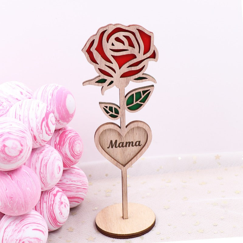 Wholesale Mama Two-layer Laser Cut Wood Mother's Day Gift